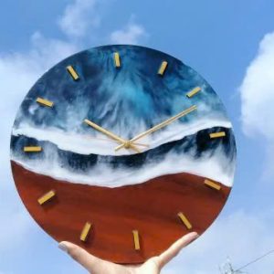 Resin Wave Wood Clock