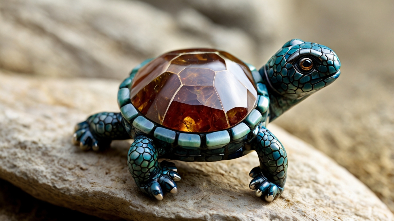 Natural gemstone Dragon Turtle charm