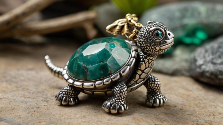 Natural gemstone Dragon Turtle charm