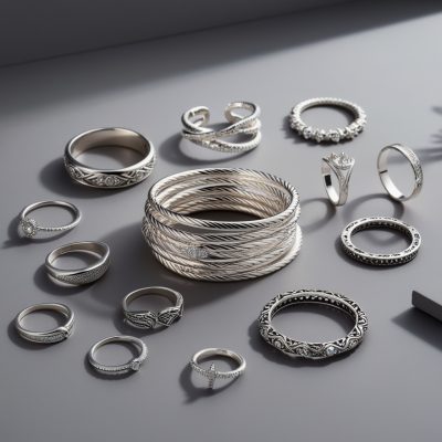 Silver bracelets and rings